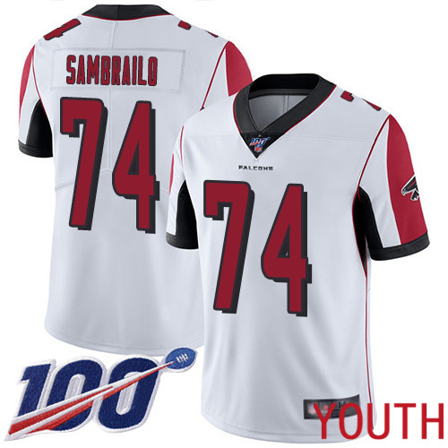 Atlanta Falcons Limited White Youth Ty Sambrailo Road Jersey NFL Football #74 100th Season Vapor Untouchable->youth nfl jersey->Youth Jersey